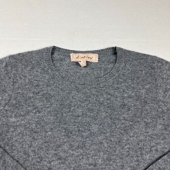 Ainsley Cashmere Sweater Gray Soft Warm Long Sleeve Crew Neck Pullover SMALL - Picture 3 of 10